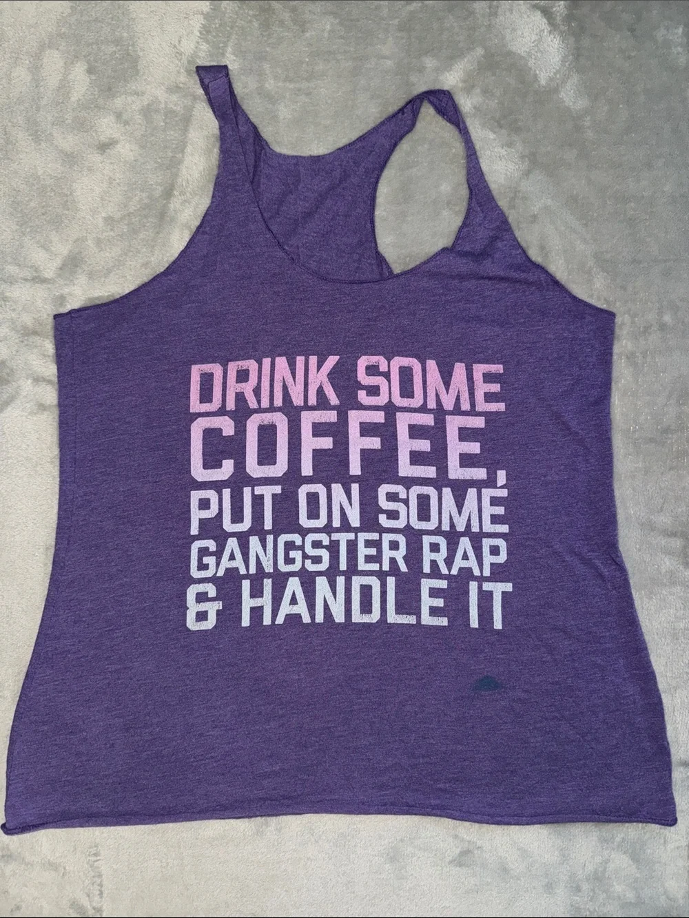 Purple Graphic Tank Top - 'Drink Some Coffee'